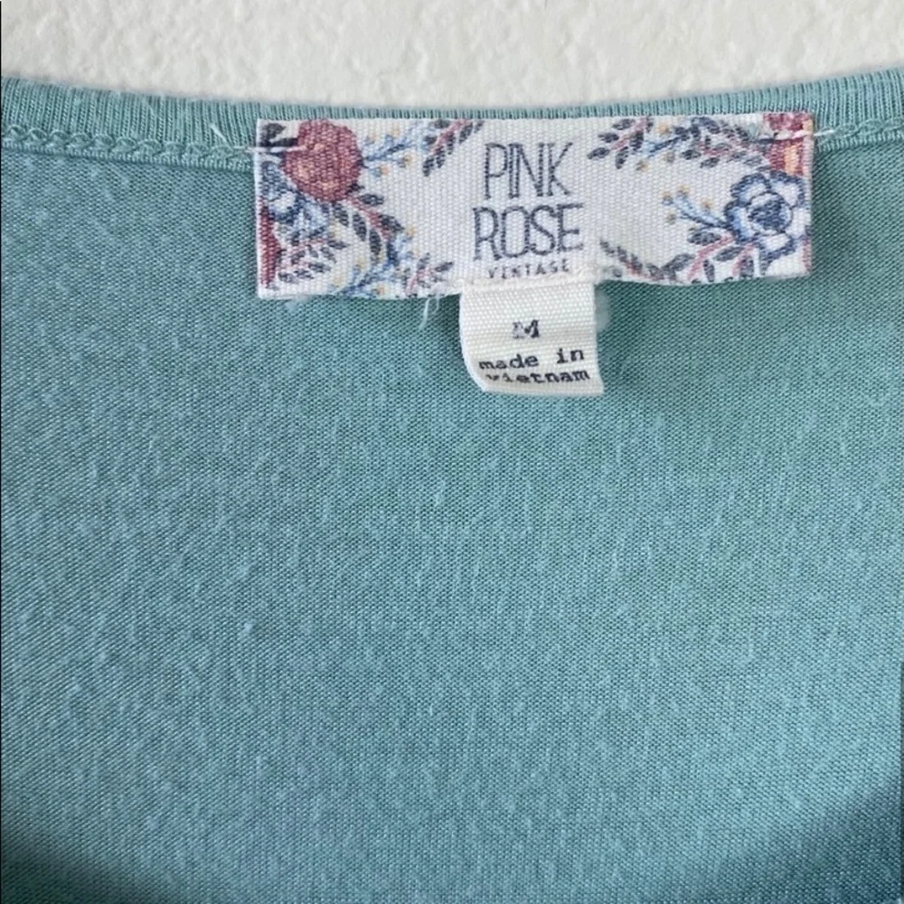Pink Rose Top Green Size M - Picture 5 of 5
